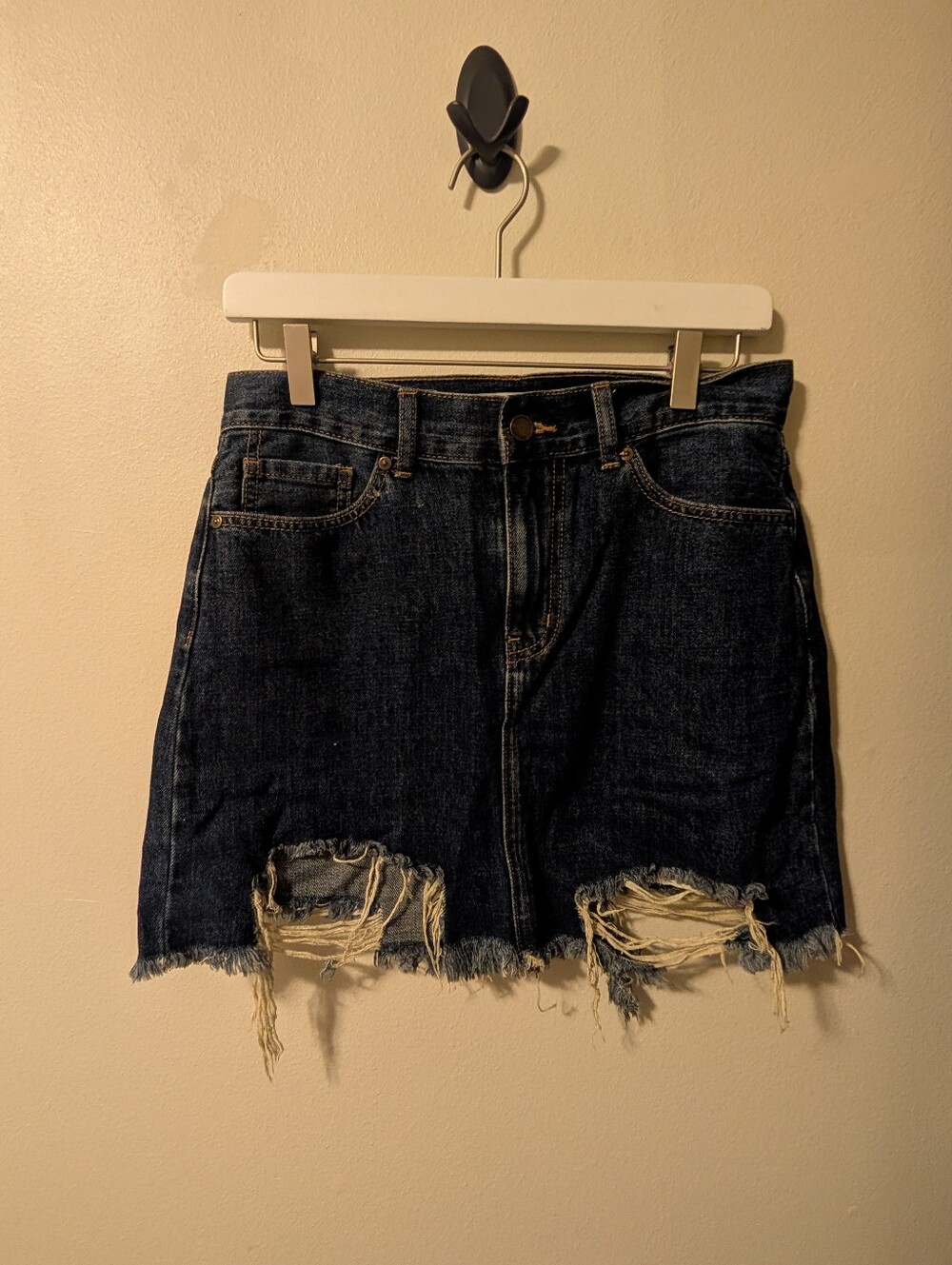 JBD Dark Blue Distressed Denim Jean Skirt Size Small